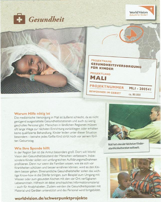 World Vision Flyer_Gesundheitsversorgung für Kinder in Mali